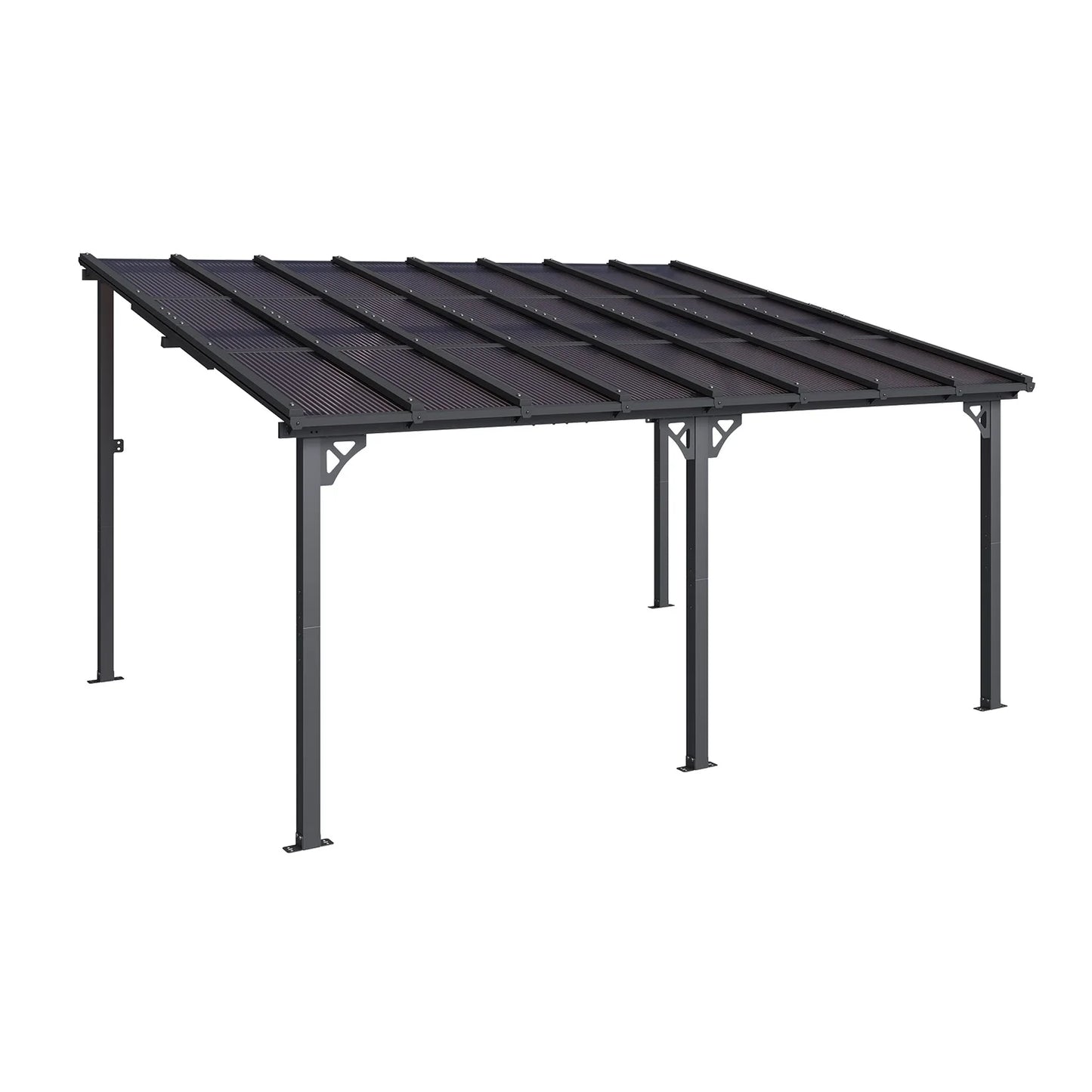 Sumnthink 12'x16' Hardtop Gazebo, Gazebo Pergola with Sloped Roof, Large Wall-Mounted Heavy Duty Awnings, for Patio, Deck and Backyard