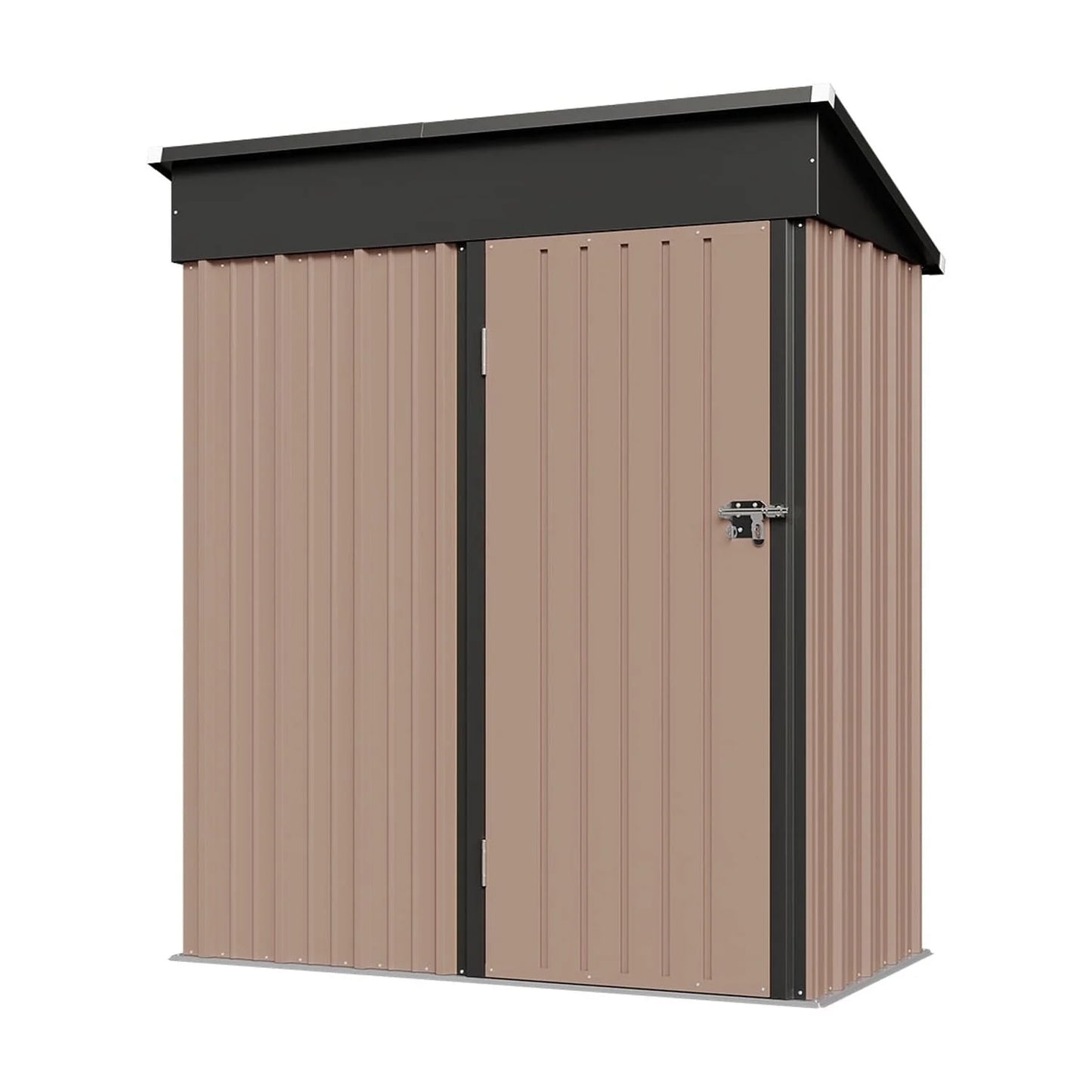 Aoxun 5.1 x 2.7 ft Outdoor Metal Shed, Storage Garden Shed with Lockable Door Tool Shed for Garden, Backyard, Poolside, Brown