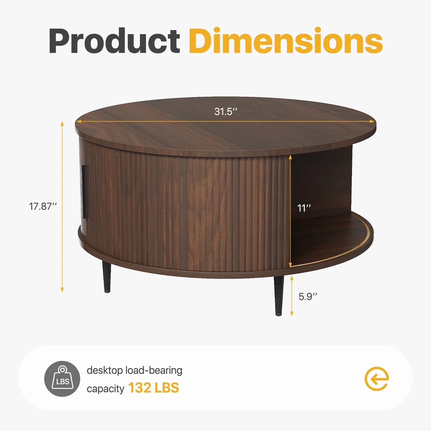 Sonegra 4-Piece Living Room Table Set Includes Mid-Century Coffee Table, Spacious 70" Fireplace TV Stand and 2 Endtables, Classic Coffee Table for Living Room, Bedroom, Brown