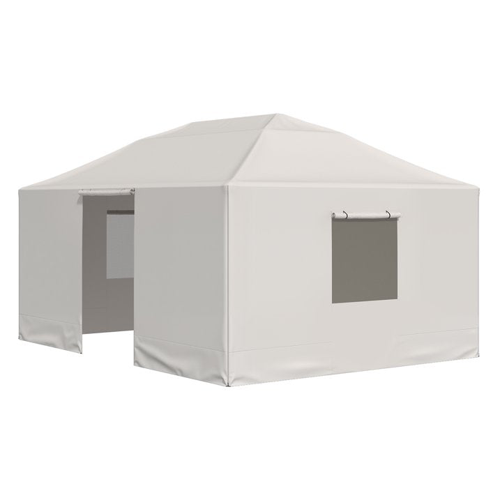 Sunmthink 12'x16' Double Top Gazebo Cover - 4-Season Enclosed Protection with Mesh Sidewalls & Waterproof Design,White (Gazebo Not Included)