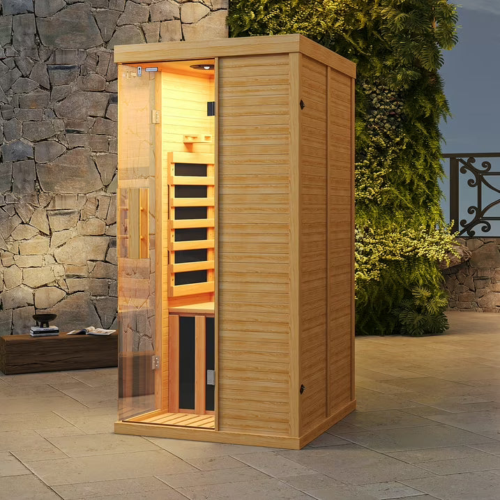 Clouddwell 2-Person Home Far Infrared Sauna | 850W High-Efficiency Heating Western Hemlock Dry Sauna with Color Lighting & Bluetooth Speaker (For Home & Gym Use)