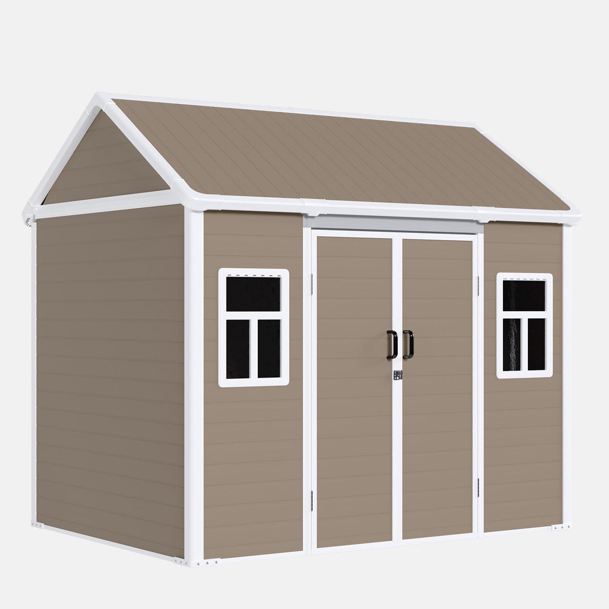 Dateyes 8 x 6 FT Resin Storage Shed, Outdoor Shed with Floor & Window, All-Weather Heavy Duty Plastic Shed for Backyard, Garden, Patio, Brown