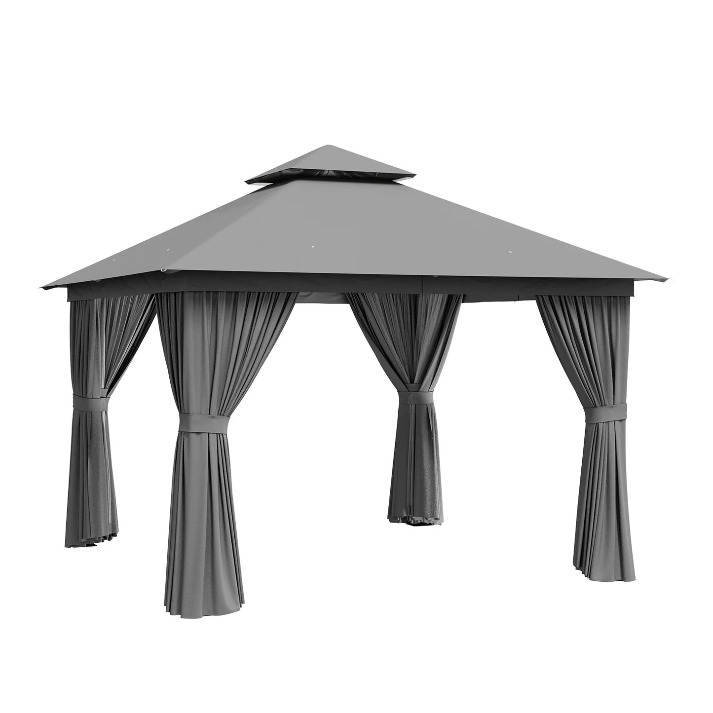 Clouddwell 10'x 10' Patio Gazebo Double Roof Protection All-Weather Outdoor Shelter Features Insect Screens & Privacy Curtains Ideal for Backyard, Lawn, (Gray)