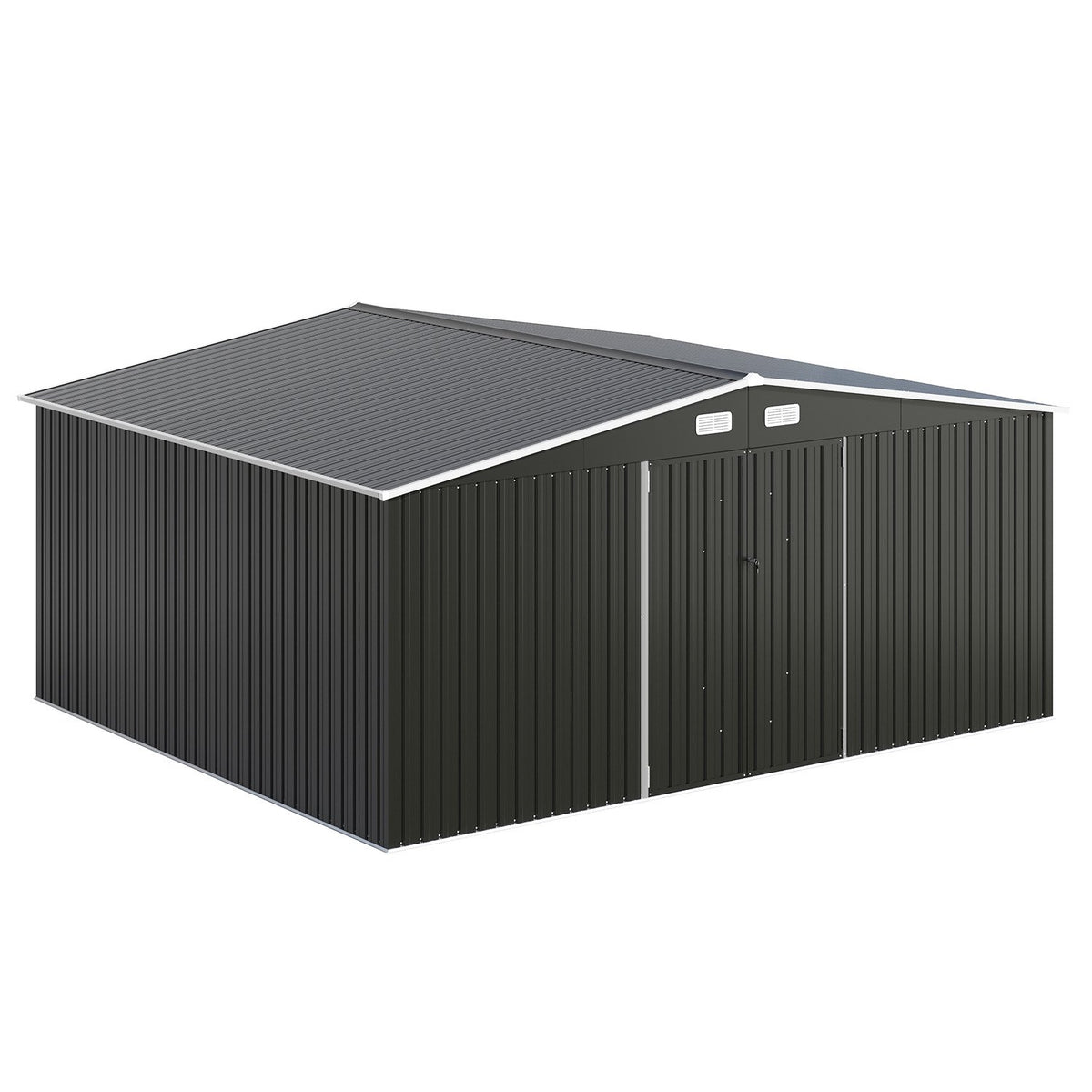Clouddwell 14 ft. x 12 ft. Outdoor Storage Shed, 800 cu. ft. Brown Steel Utility Shed with Lockable Door for Garden, Black