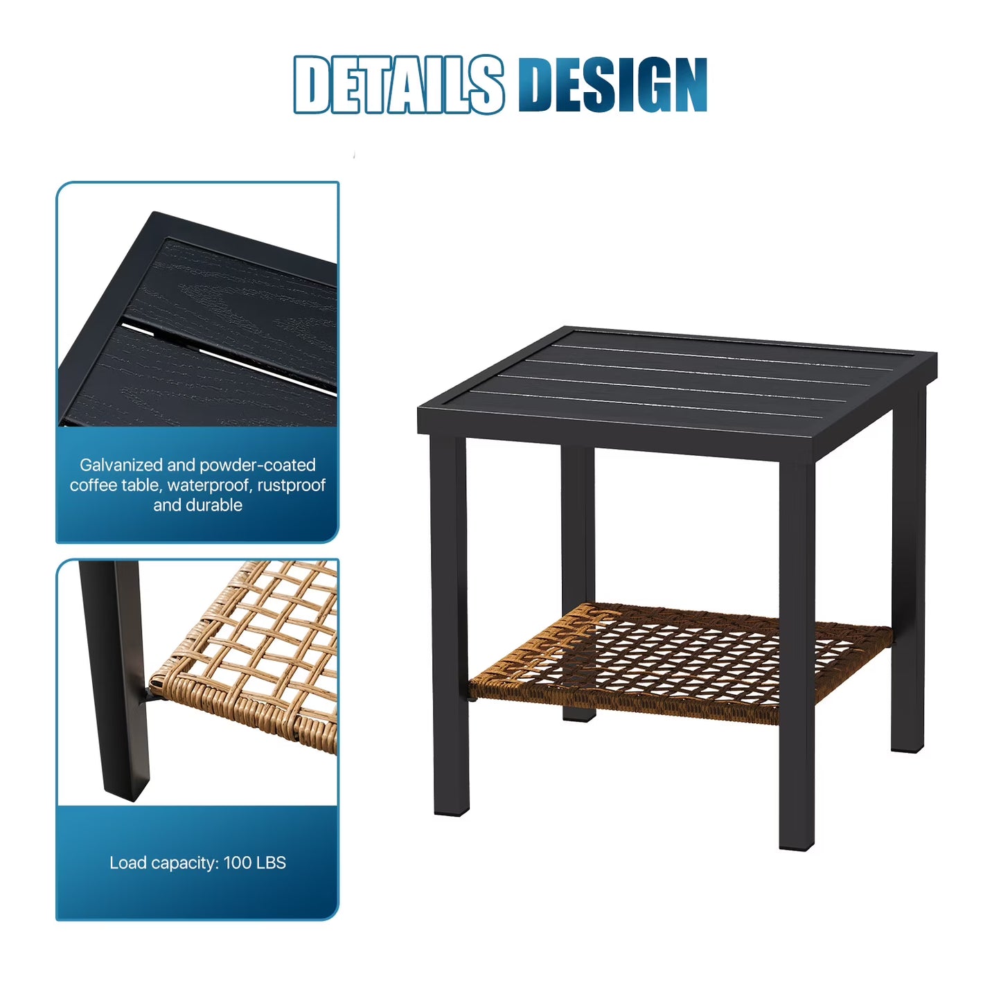 Sunmthink Outdoor 3-Piece Patio Set with Rocking Chairs & Table - Includes Comfort Cushions, Perfect for Garden, Balcony, Backyard or Poolside (White)