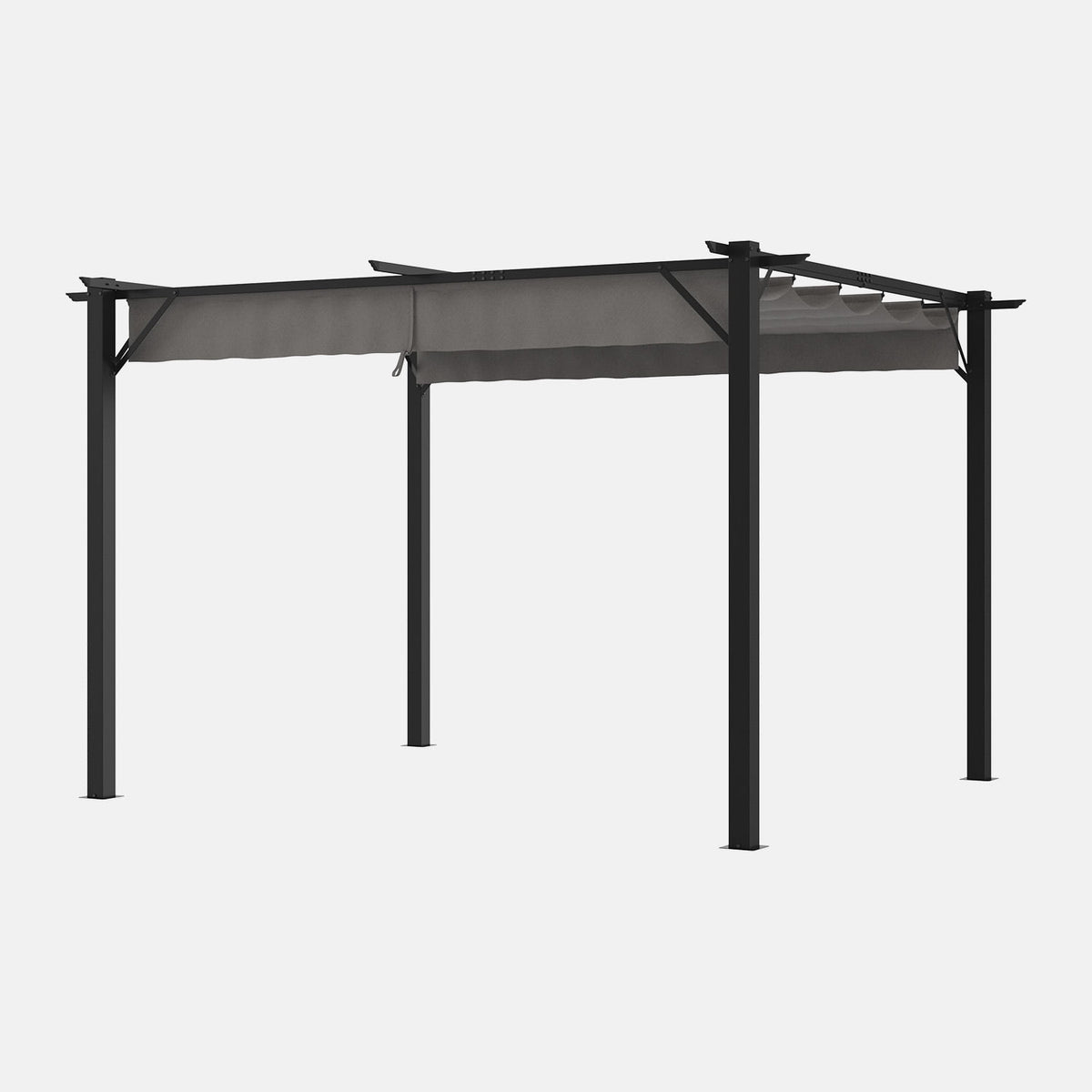 Clouddwell 12x10 ft Outdoor Pergola with Retractable Canopy, Heavy-Duty Metal Frame Patio Pergola for Backyard & Garden, UV Protection Sun Shade, Gray