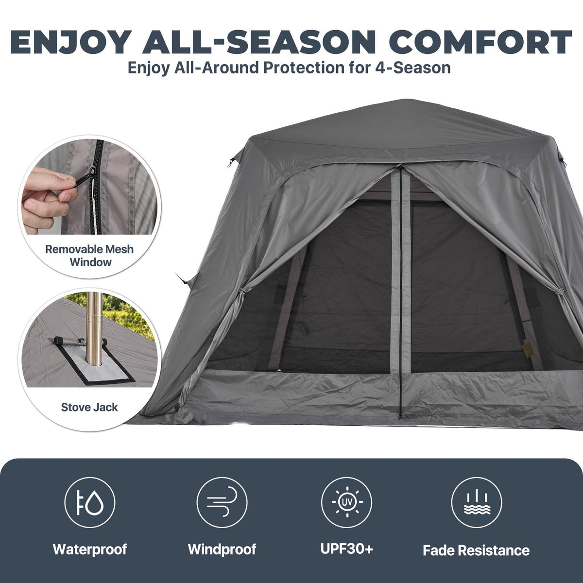 Dateyes Inflatable Camping Tent for 5-7 Person, 10x10 FT Quick Blow-up Family Tent, Lightweight Portable Outdoor Shelter for Camping, Beach and Festivals, Dark Gray