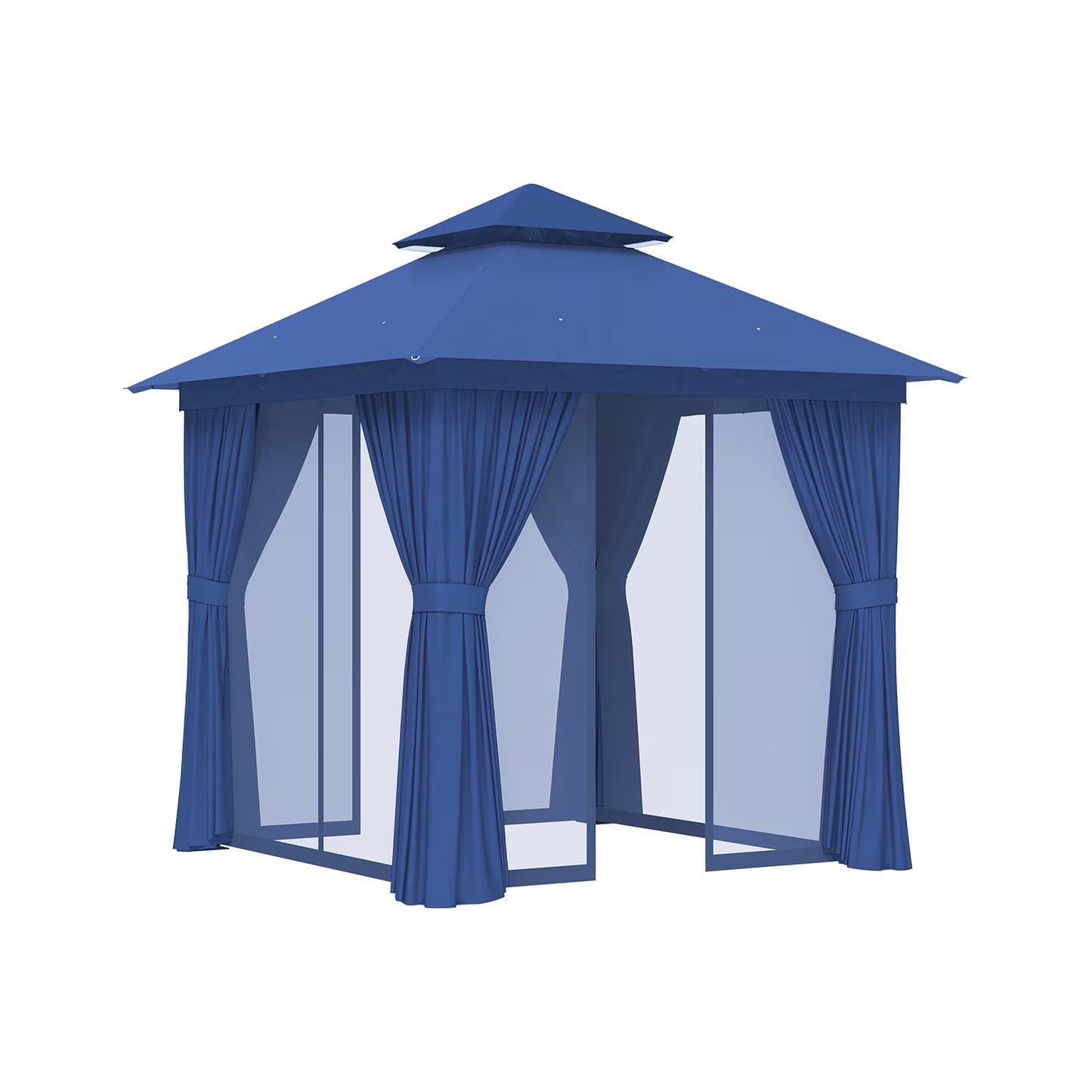 Sunmthink Outdoor Gazebo for Patio 8'x8', Metal Frame Canopy with Double Roofs, Heavy Duty Party Tent and Shelter with Mosquito Netting and Privacy Screen for Backyard,Garden,Deck (Blue)
