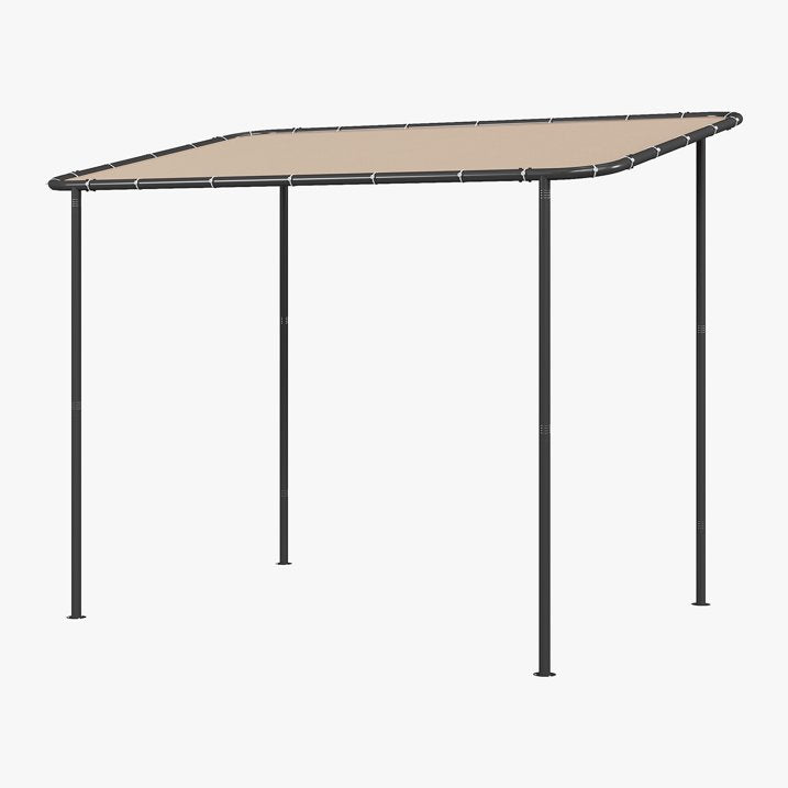 Clouddwell 10×6 FT Wall-Mounted Sloped Roof Outdoor Pergola Canopy, Water-Resistant & UV-Resistant Metal Patio Gazebo for Backyard Garden Porch in Khaki