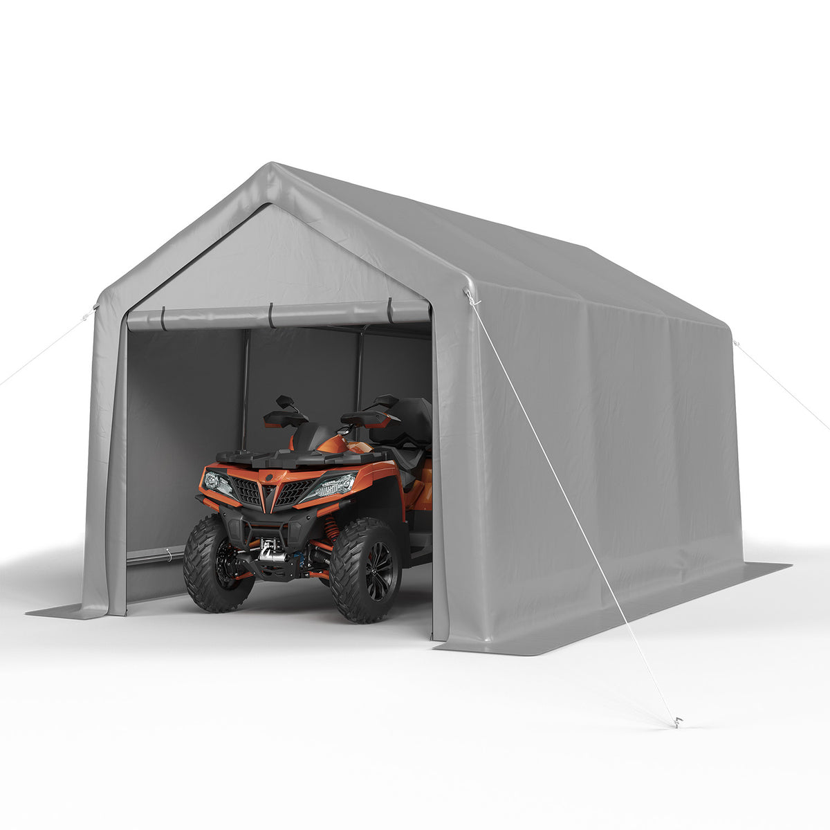 Sunmthink 8x14 FT Outdoor Carport Shed, Portable Storage Sheds with Roll-Up Door & Window, Motorcycle Shelter with Galvanized Steel Frame & Durable Tarp Cover for Bike, Lawn Equipment