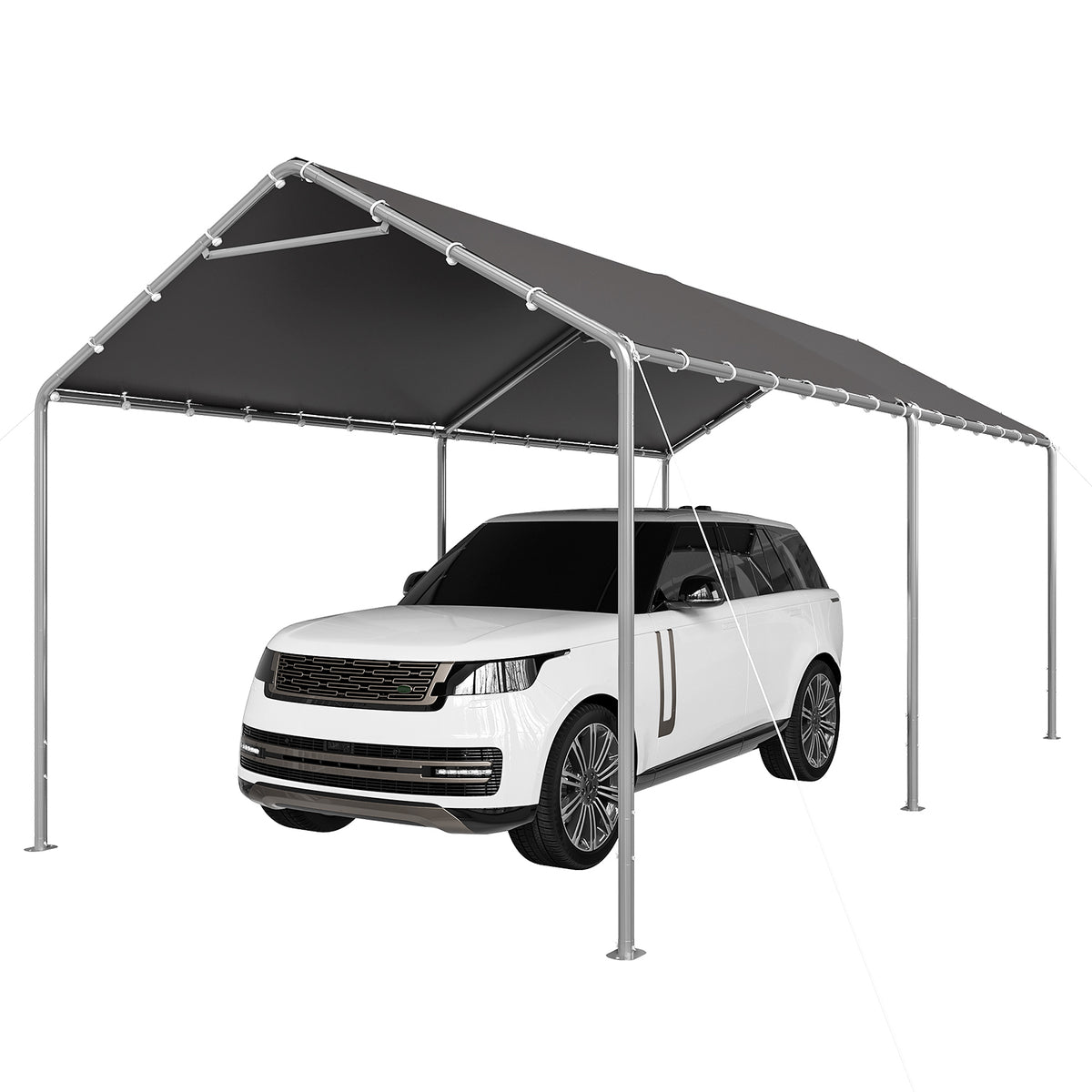 Dateyes 10x20 FT Carport, Heavy Duty Carport Canopy with Adjustable Height, Outdoor Carport Shelter with Reinforced Frame, Portable Garage for Cars, Boats and Trucks, Gray