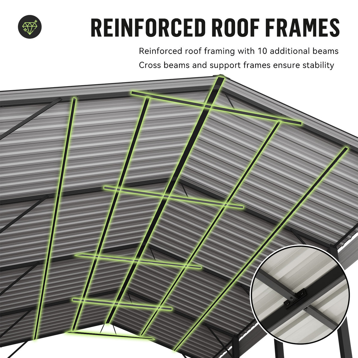 Dateyes 12x20 FT Heavy Duty Metal Carport Canopy, Reinforced Frame & Stable Base Outdoor Shelter, Multi-Purpose Car Canopy for Cars, Trucks, Boats & Backyard Party Events