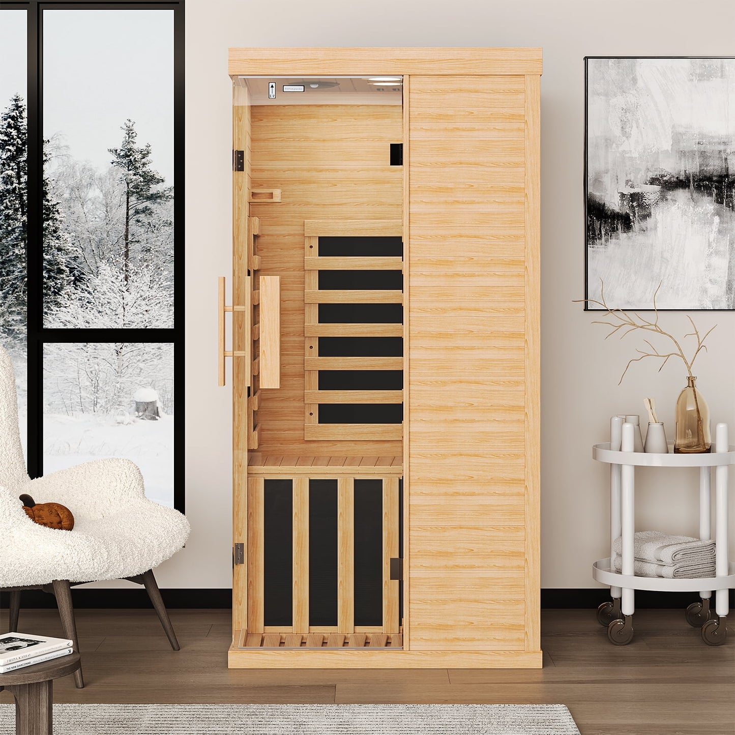 Clouddwell 2-Person Home Far Infrared Sauna | 850W High-Efficiency Heating Western Hemlock Dry Sauna with Color Lighting & Bluetooth Speaker (For Home & Gym Use)