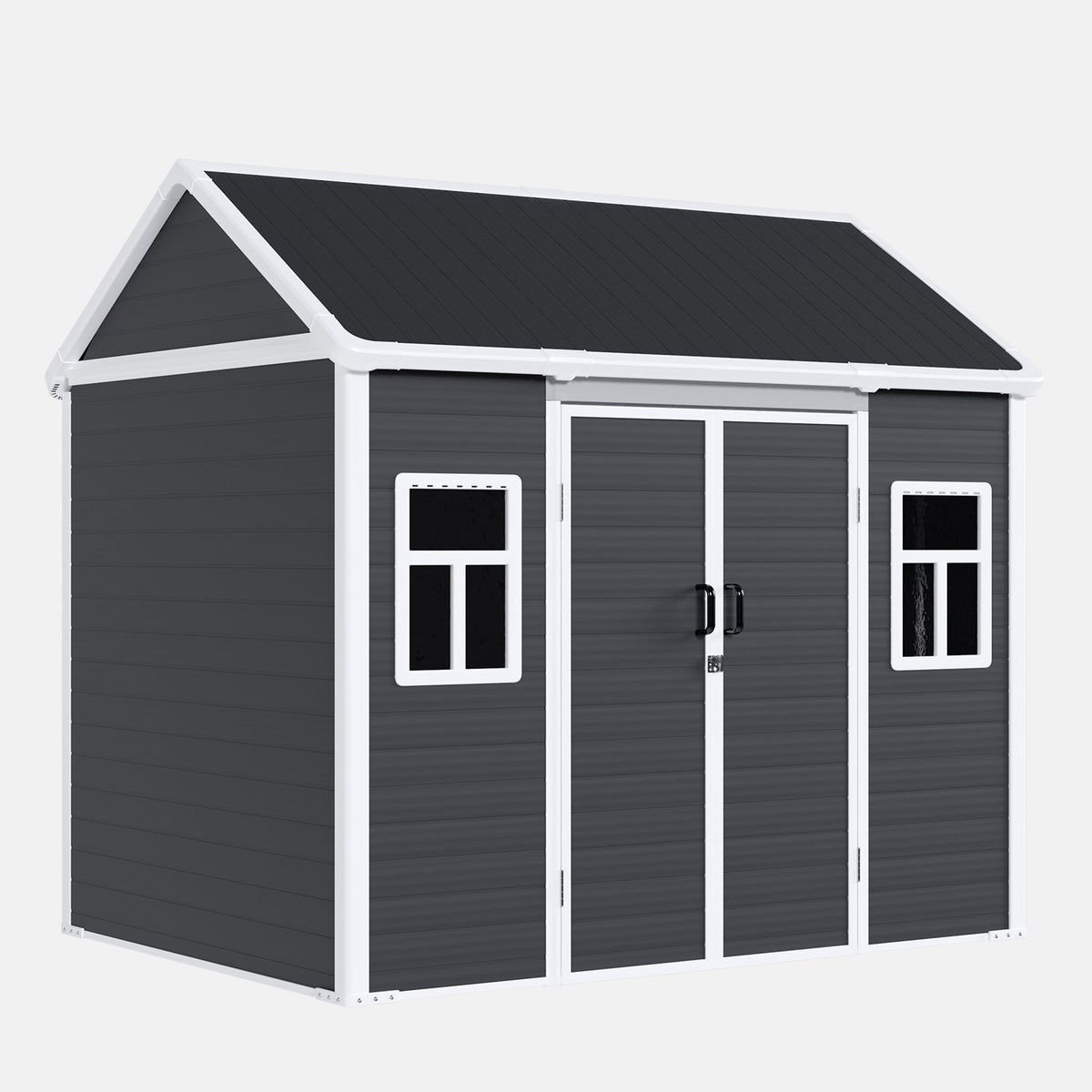 Dateyes 8 x 6 FT Resin Storage Shed, Outdoor Shed with Floor & Window, All-Weather Heavy Duty Plastic Shed for Backyard, Garden, Patio, Black