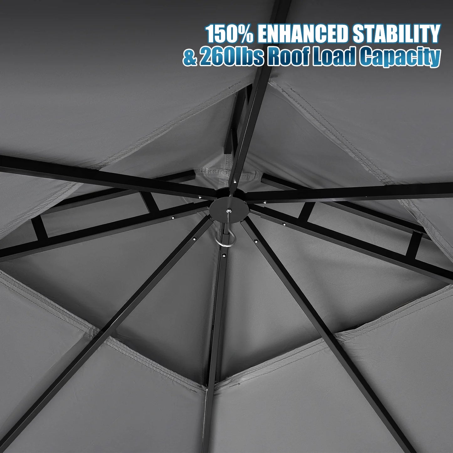 Sunmthink Outdoor Gazebo for Patio 10'x10', Metal Frame Canopy with Double Roofs, Heavy Duty Party Tent and Shelter with Mosquito Netting and Privacy Screen for Backyard,Garden,Deck (Gray)