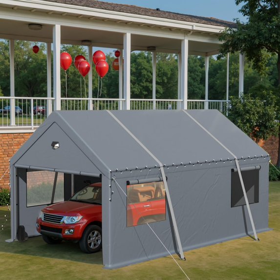 Clouddwell Car Ports 12x20 Heavy Duty,Carports with Sidewalls,Carport Canopy All Weather,Grey