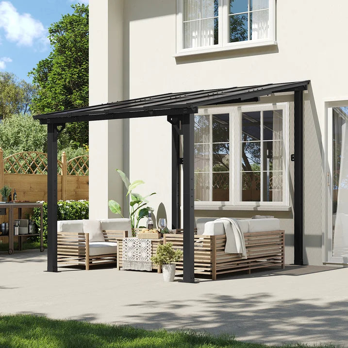 Aoxun 8' x 10' Gazebo for Patio, Large Wall-Mounted Heavy Duty Awnings, Gazebo Pergola with Sloped Roof, for Backyard, Deck, Patio