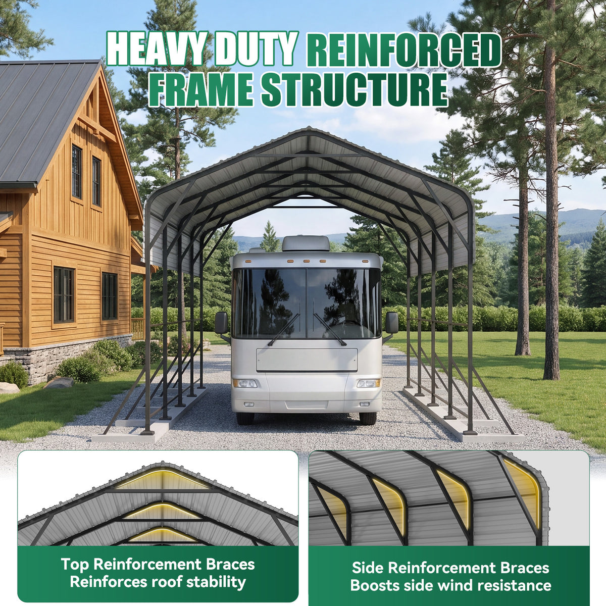 Dateyes 14x20FT RV Metal Carport, Heavy Duty Carport Canopy with Reinforced Frame & Galvanized Roof, Car Tent, Garage Shelterf for Car, Truck, Boat