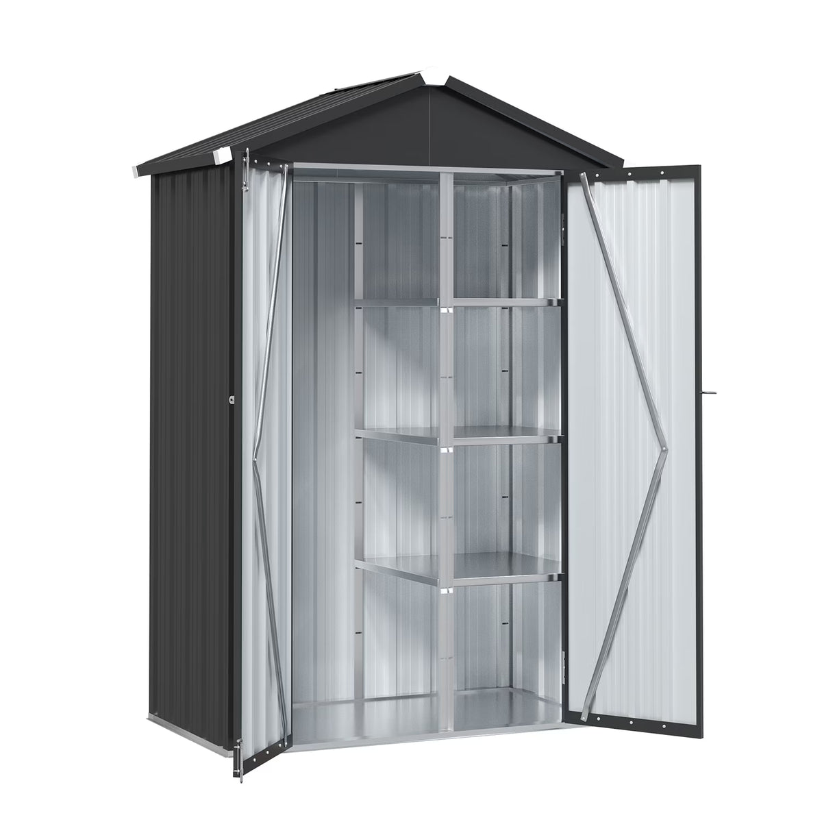 Dateyes Outdoor Metal Storage Cabinet, 3.9 X 2.2 FT Cabinet with Adjustable Shelves & Locking Doors for Home, Patio, Backyard, Garden, Black
