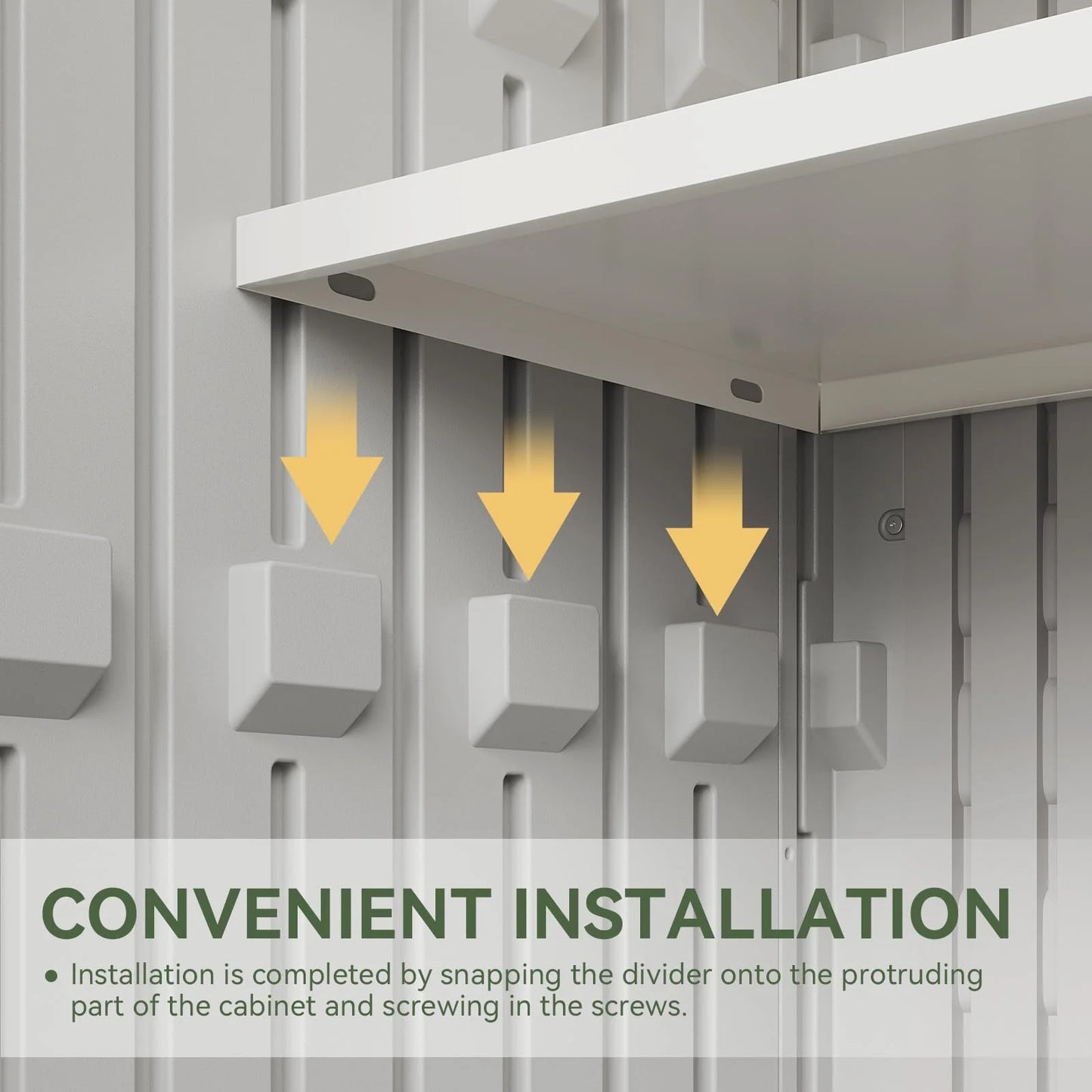 Aoxun 35 Cu.Ft Outdoor Storage Shed with 2 Shelves and Floor, Waterproof Horizontal Resin Cabinet for Trash Cans, Lawn Mowers, Generators, and Garden Tools, White