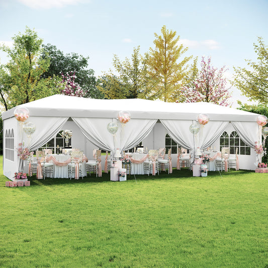 Aoxun 10x30 Pop Up Canopy Tent with 8 Removable Sidewalls, Instant Setup Party Tent Waterproof Outdoor Canopy Featuring 3 Adjustable Heights, Portable Shelter for Parties, Weddings, Commercial