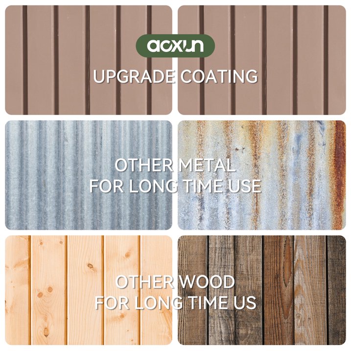 Aoxun 6 x 4 ft Outdoor Metal Storage Shed with Lock, Galvanized Metal Shed with Air Vents, Brown