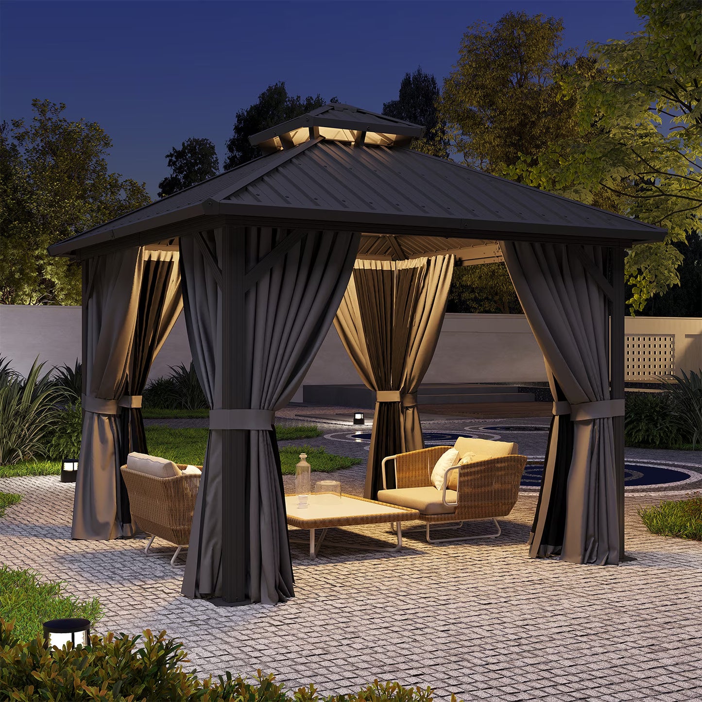 Clouddwell 10' x 10' Gazebo for Patio, Gazebo Pergola with Sloped Roof, Large Wall-Mounted Heavy Duty Awnings, for Deck, Patio and Backyard,Gray
