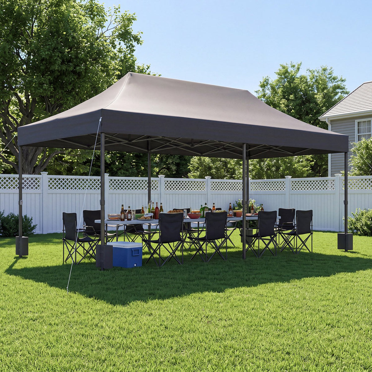 Dateyes 10x20FT Heavy Duty Pop Up Canopy Tent, Waterproof All Season Instant Tent for Outdoor Weddings & Party, Portable Event Tent with Roller Bag, Black