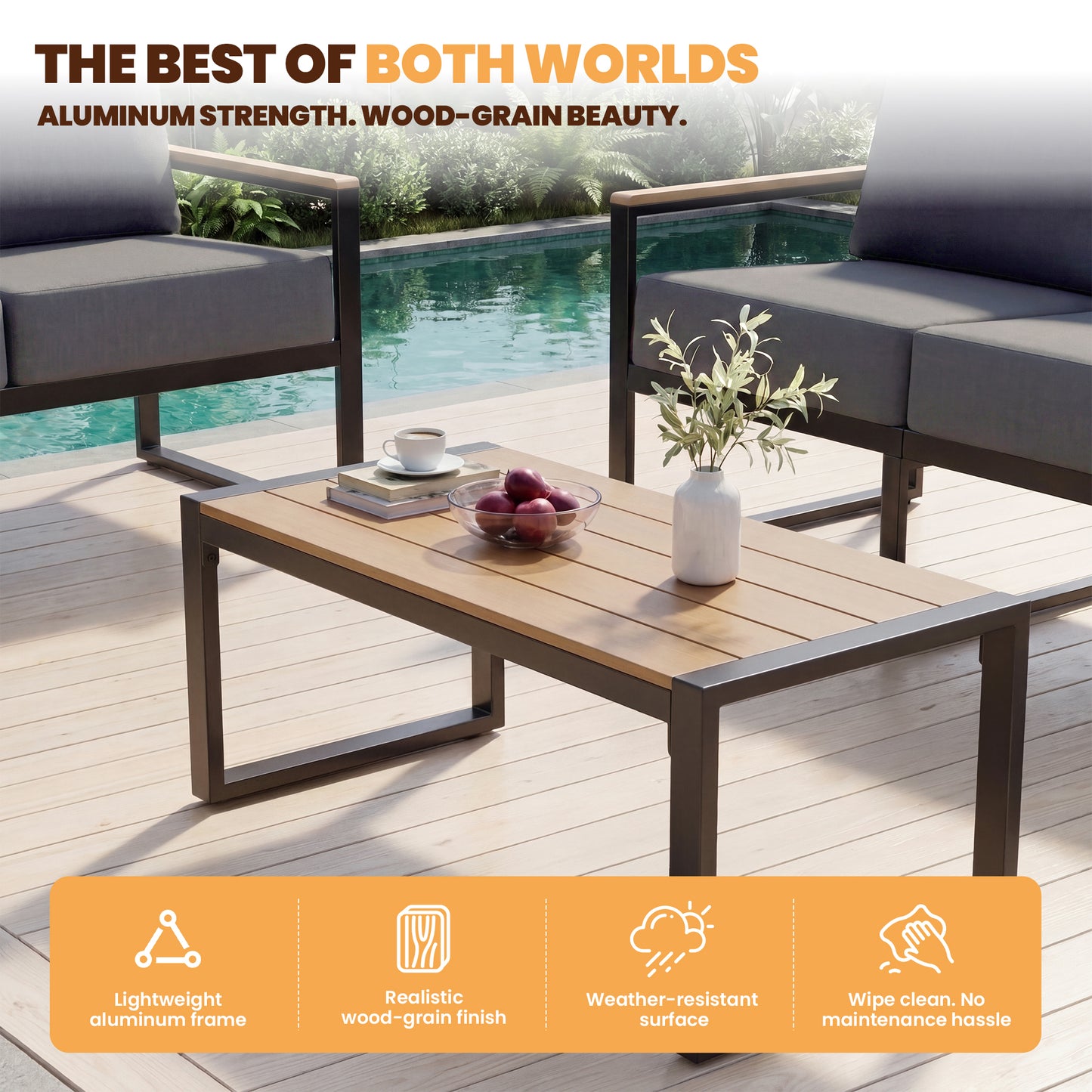 Sumnthink 4-Piece Outdoor Patio Furniture Set, Modern Metal Conversation Set for Porch, Deck, Balcony (Dark Grey)