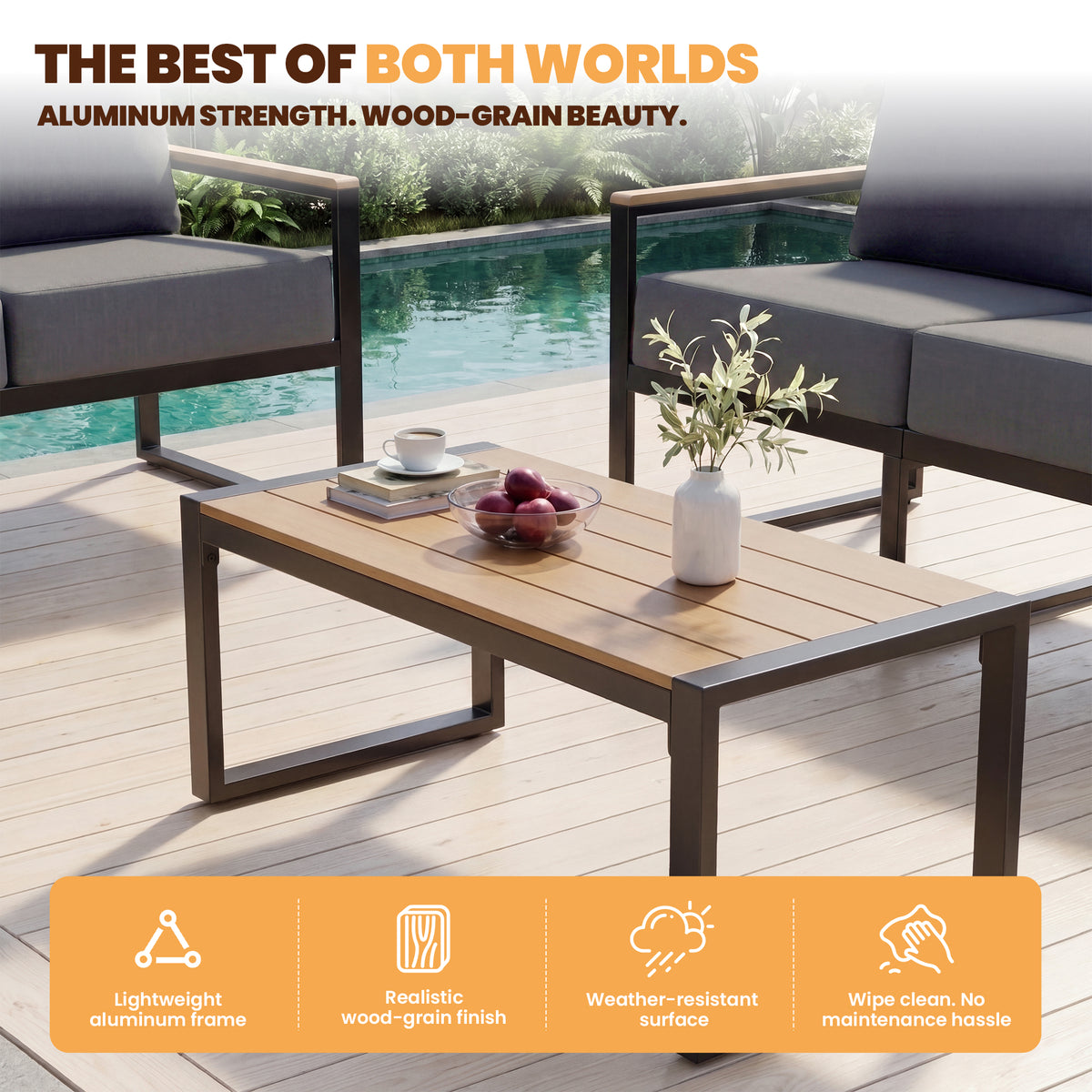 Clouddwell 7-Seat Patio Conversation Set, Heavy-Duty Metal Outdoor Furniture, Loveseat for Deck, Porch, Balcony (Gray)