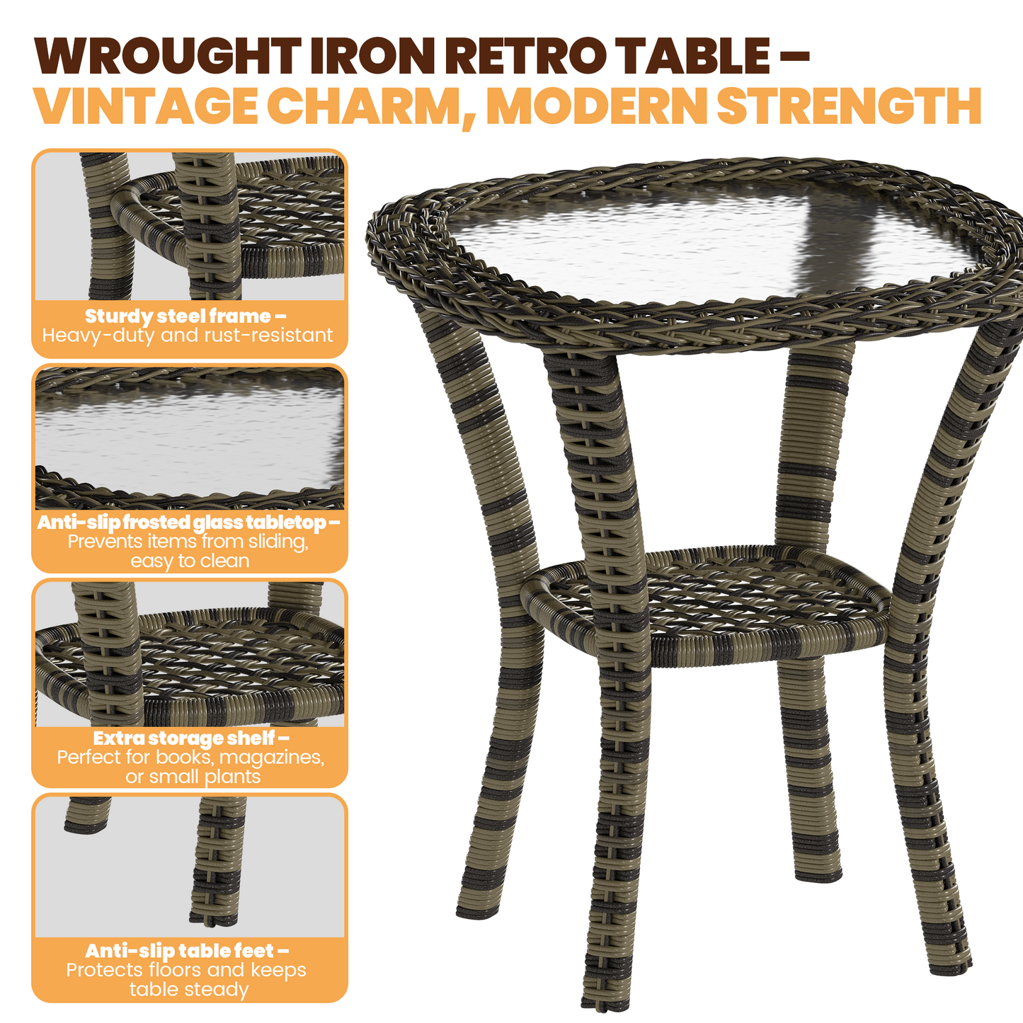 Clouddwell 3 Pieces Patio Furniture Set, Patio Swivel Rocker Chairs Set of 2, Wicker Outdoor Bistro Set with Rocking Chair, Black/Yellow Brown