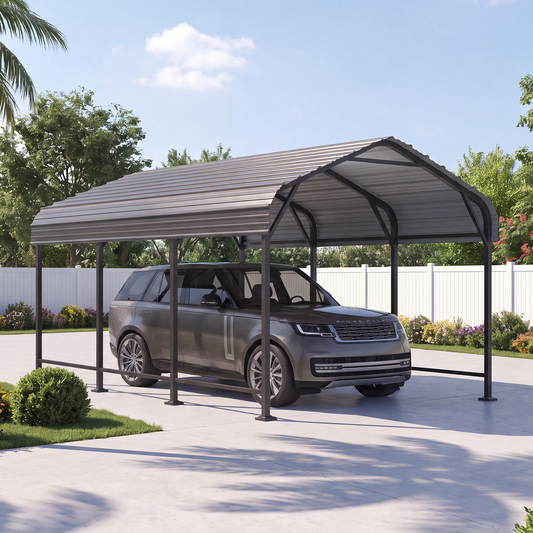 Clouddwell 10x15FT Metal Carport, Heavy Duty Carport Canopy with Reinforced Frame & Galvanized Roof, Car Tent, Garage Shelterf for Car, Pickup, Truck, Boat