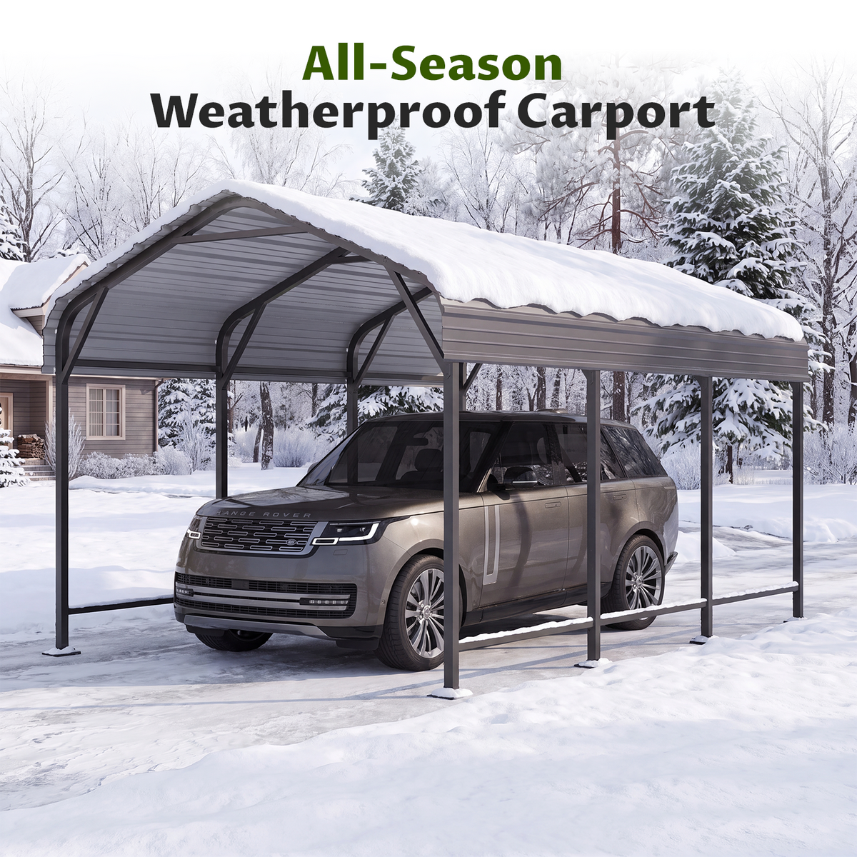 Dateyes 10x15FT Metal Carport, Heavy Duty Carport Canopy with Reinforced Frame & Galvanized Roof, Car Tent, Garage Shelterf for Car, Pickup, Truck, Boat