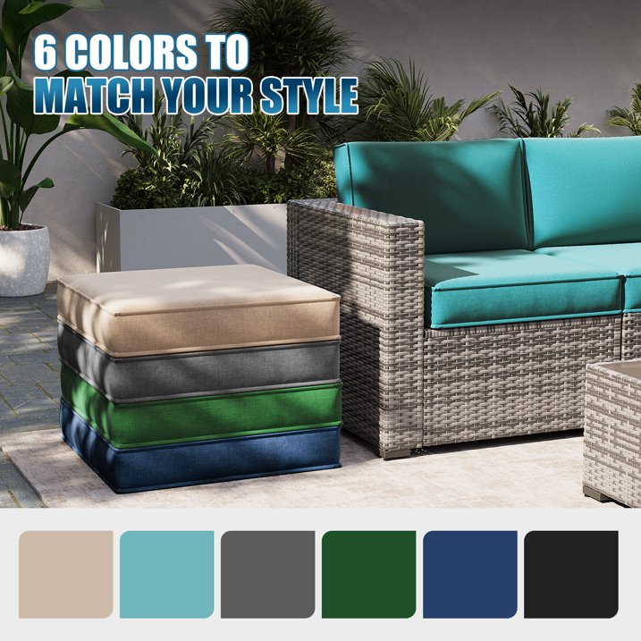 Clouddwell 7-Piece Premium Outdoor Cushion Set, High-Resilience Waterproof Cushions for 4-Seat Wicker Sectional(Sky Blue)