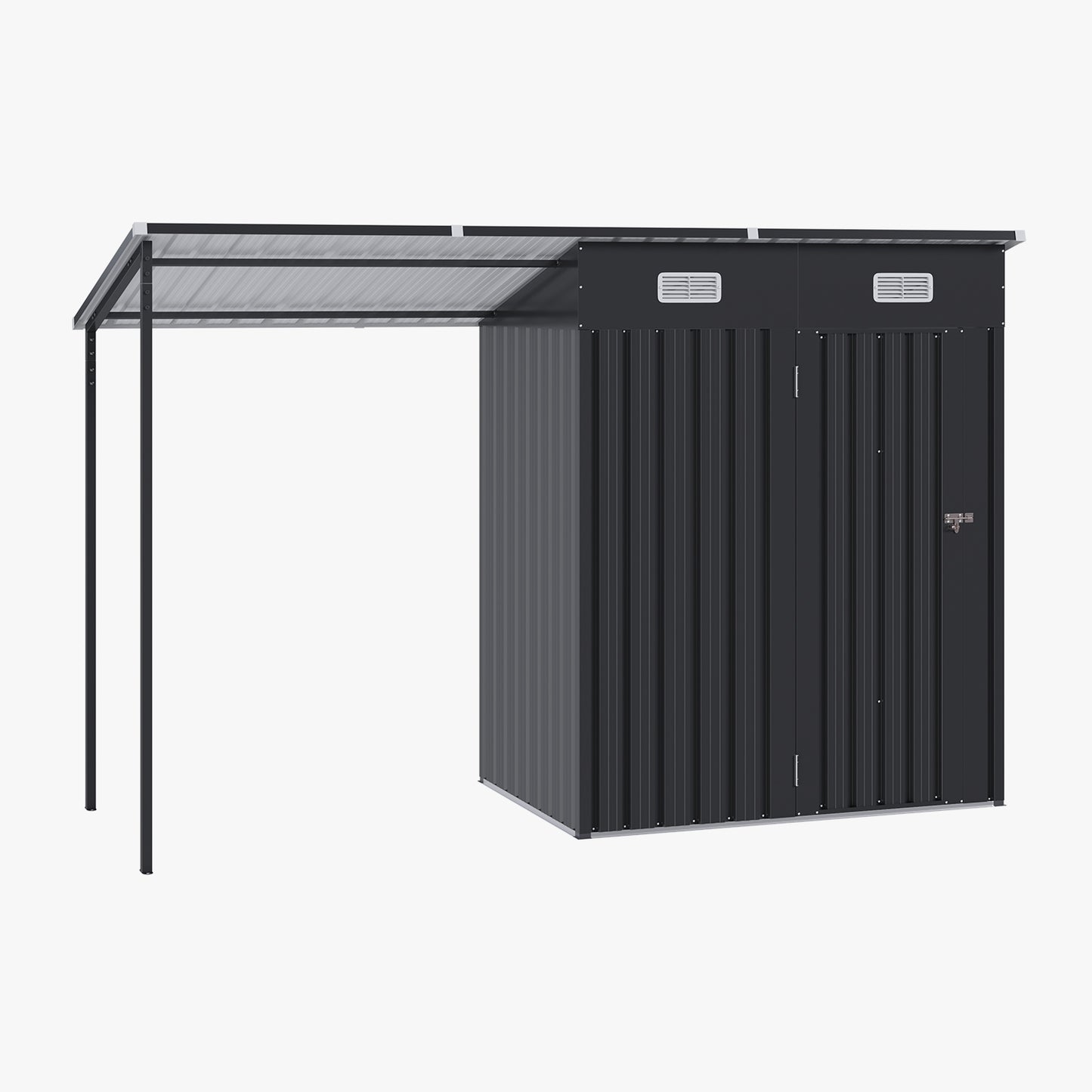 Clouddwell Metal Storage Shed with Hardtop Pergola 10x3 ft 2-in-1, 5x3 ft Outdoor Tool Shed with 5x3 ft Attached Pergola for Backyard