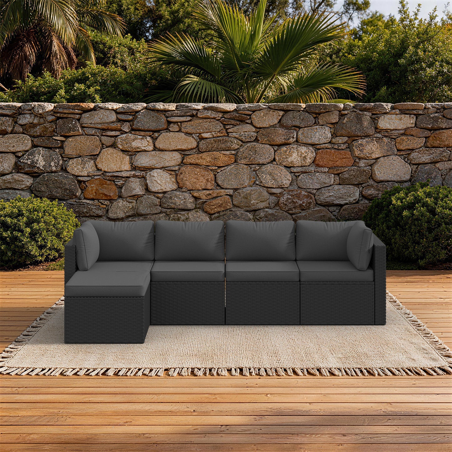 Sunmthink 11 Piece Patio Cushion Covers Replacement, Outdoor Patio Wicker Sofa Washable Cushion, Dark Gray