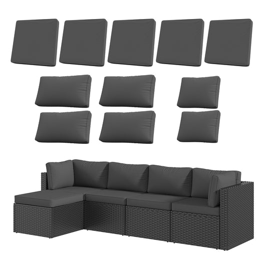 Sunmthink 11 Piece Patio Cushion Covers Replacement, Outdoor Patio Wicker Sofa Washable Cushion, Dark Gray