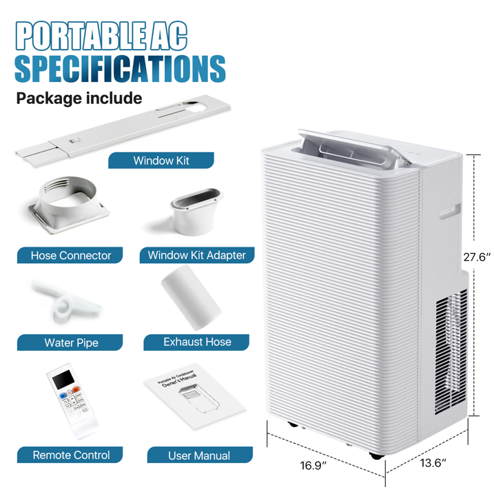 YardCache 12000 BTU Portable Air Conditioners, 4-1 Standing Smart Cooling AC with Remote Control, Cooling, Heating， Dehumidifier and Fan, Automatic Unit for Bedroom, 55dB Quiet, Portable AC for Room
