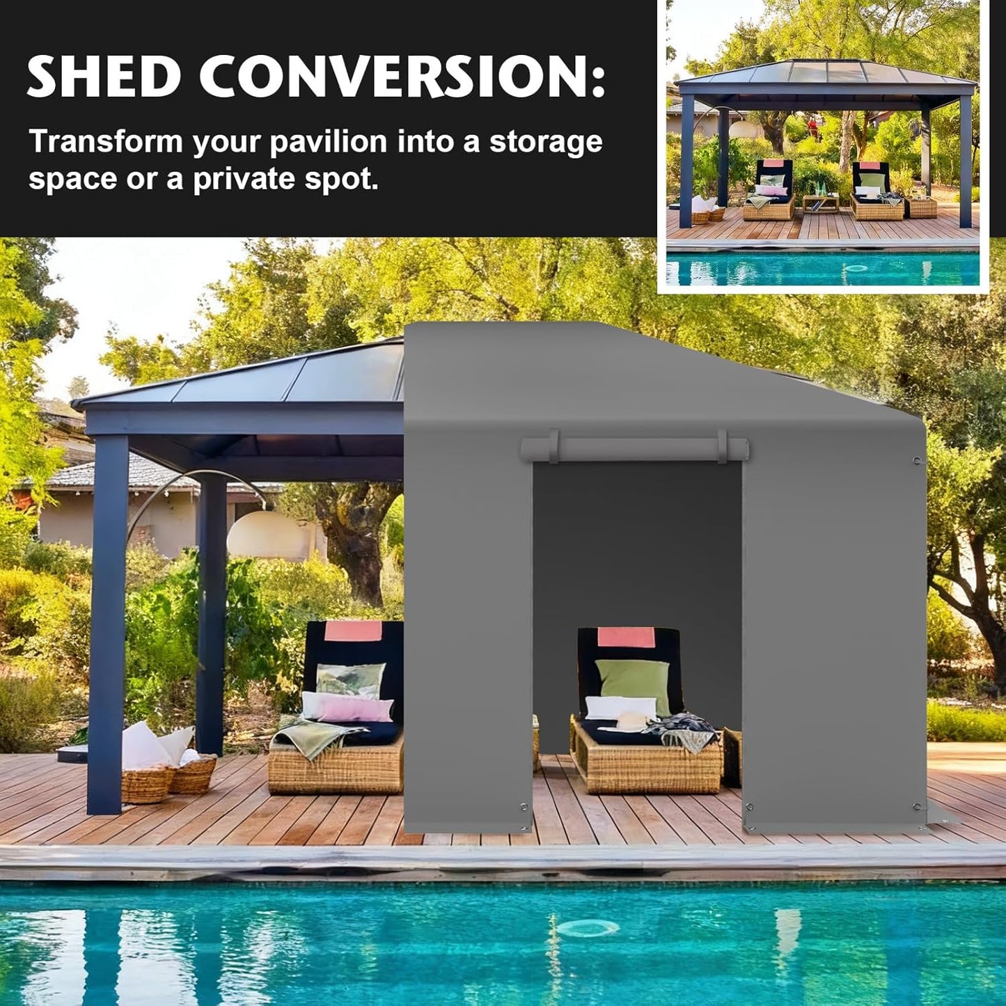 Clouddwell Winter Gazebo Cover for 10x12 Outdoor Hardtop Gazebos, Waterproof Enclosed Canopy Protective Covers Gazebo Accessories