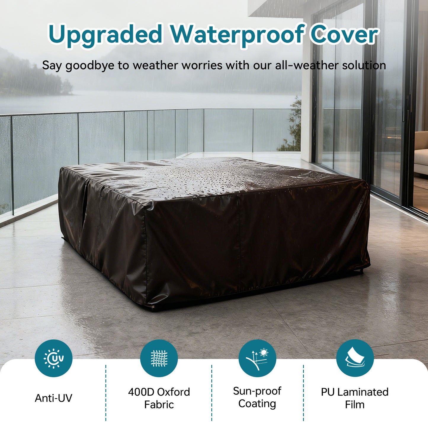 Clouddwell 7 Pieces Patio Conversation Set, Outdoor Sectionals Rattan Wicker Couch Sofa, Black