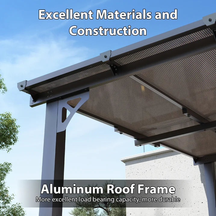 AOXUN 10' x 20' Hardtop Gazebo Outdoor Aluminum Pergola For Garden, Patio, Backyard-Black