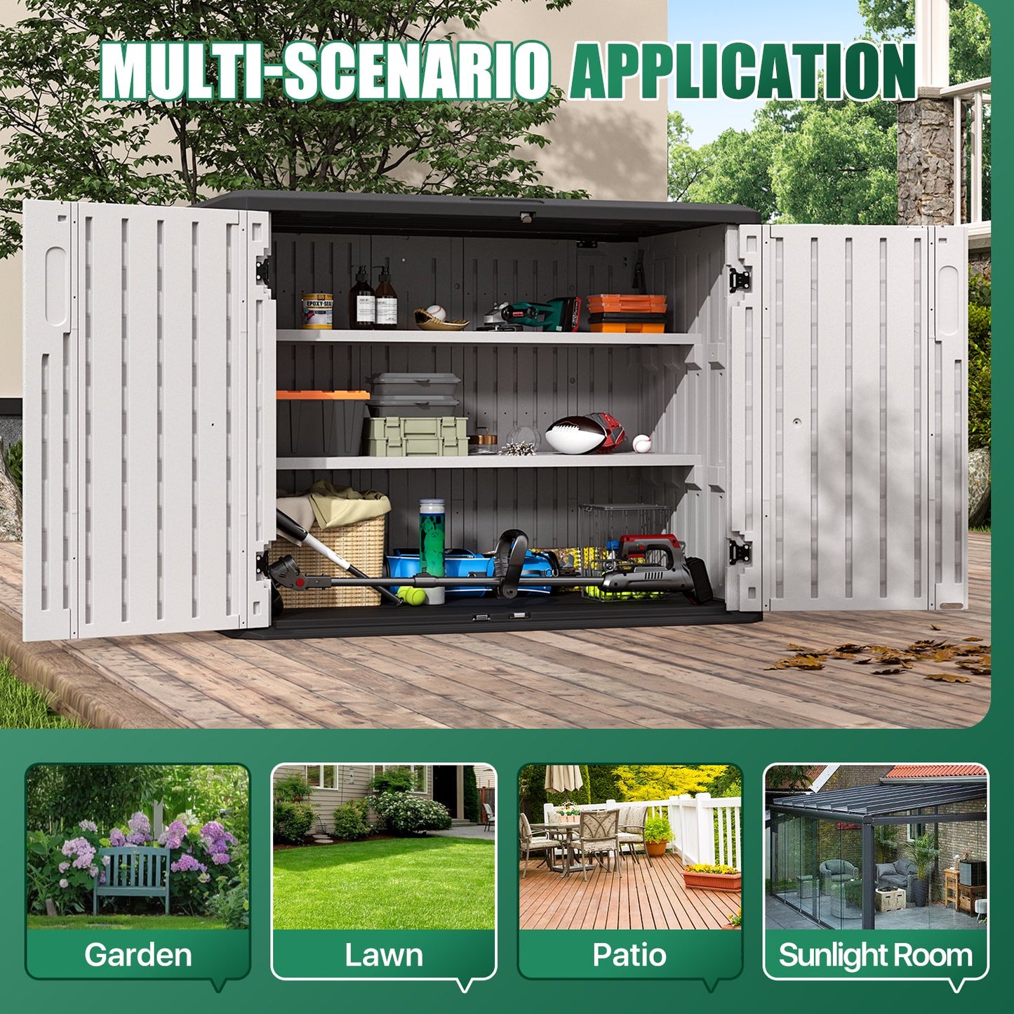 Clouddwell Outdoor Storage Shed, 35 Cu.Ft Vertical Storage Sheds with Shelf, Waterproof Resin Cabinet for Garage Storage, Pool Storage, Bike Shed, Garden Shed, Outdoor Storage(White)