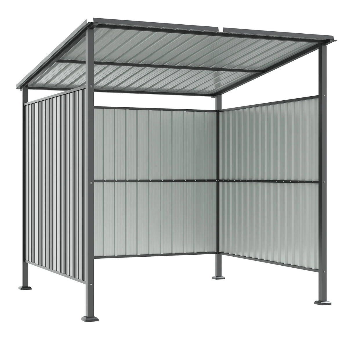 Clouddwell 6' x 6' Shed, Hardtop Grill Gazebo with Shed-Style Storage, Outdoor Metal Pergola, Lean to BBQ Shelter for Patio, Deck