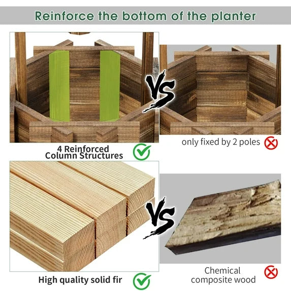 Sunmthink 22in Wish Well Planter, Outdoor Home Decor for Patio, Garden, Brown