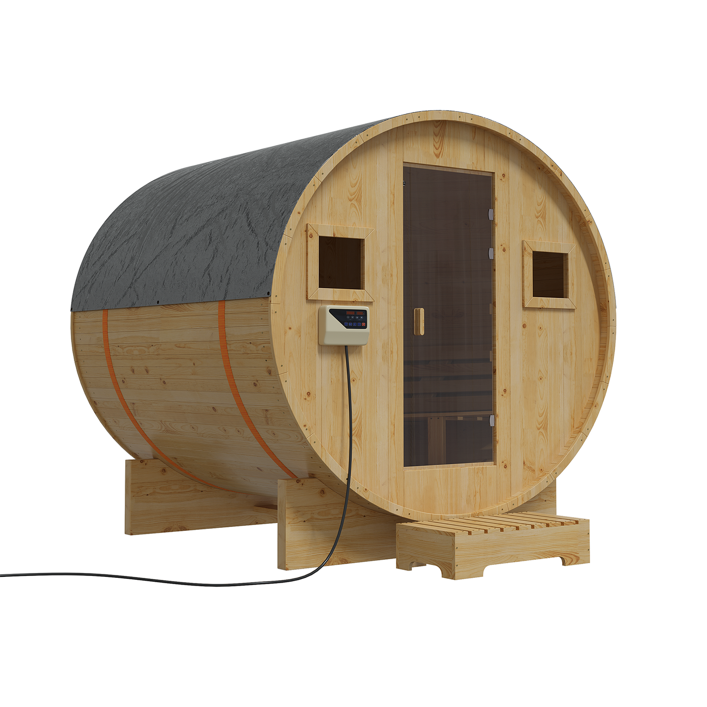 Clouddwell 4-6 Person Wood Sauna, Traditional Barrel Sauna with with 220V with 6KW Electric Heater, Steam and Wet Sauna
