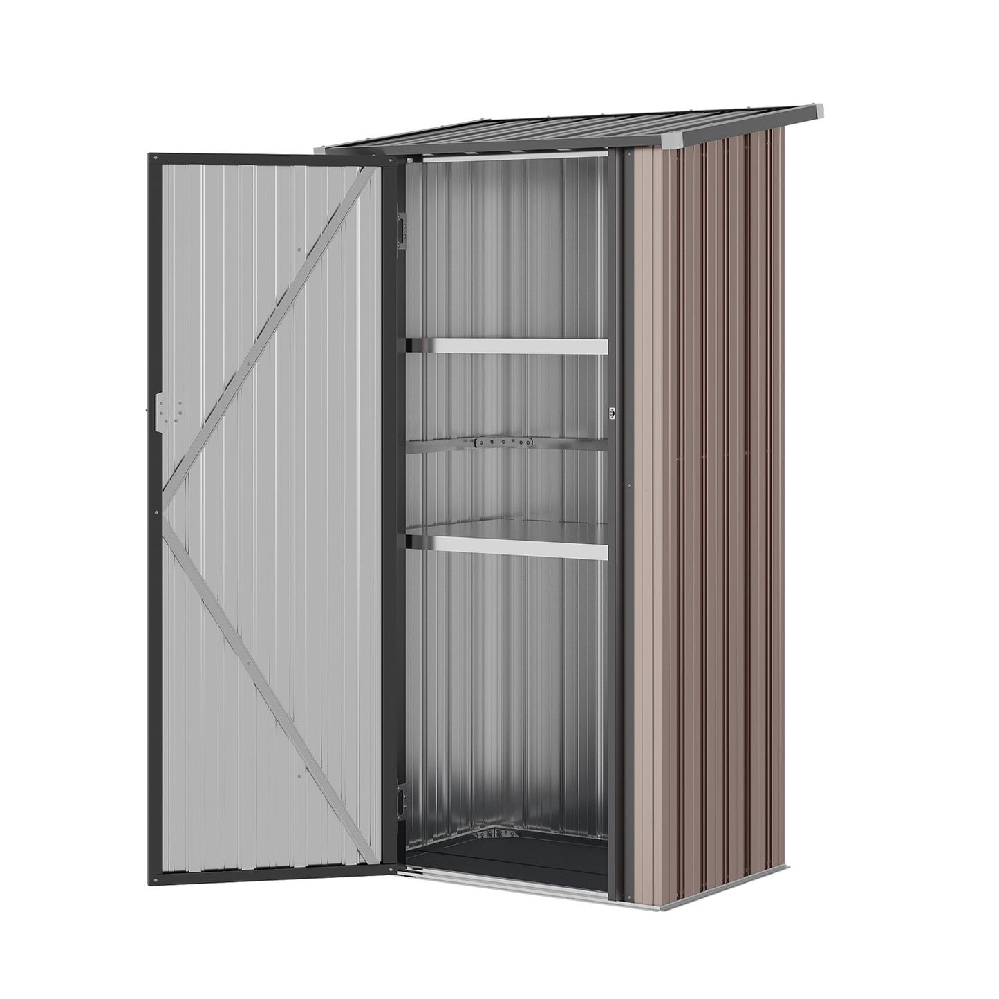 Clouddwell 3x3 FT Outdoor Metal Storage Cabinet with Floor & 2 Adjustable Shelves, Small Lockable Garden Shed