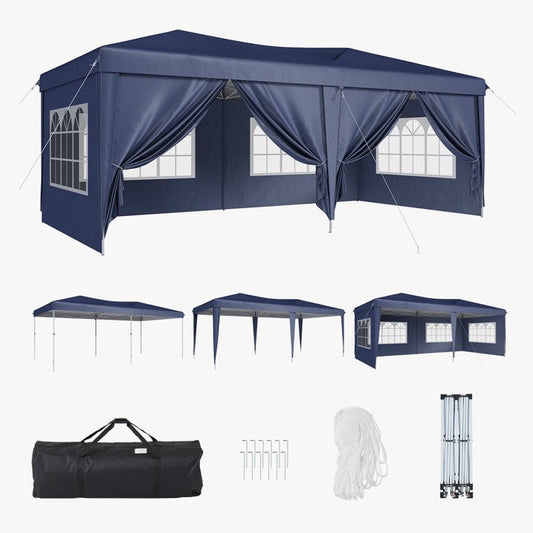 ClouDDwell Pop up Canopy, Party Tent, 10x20 ft. Portable Outdoor Event, Instant Shelter Canopy with 6 Removable Sidewalls and 1 Carry Bag, Blue