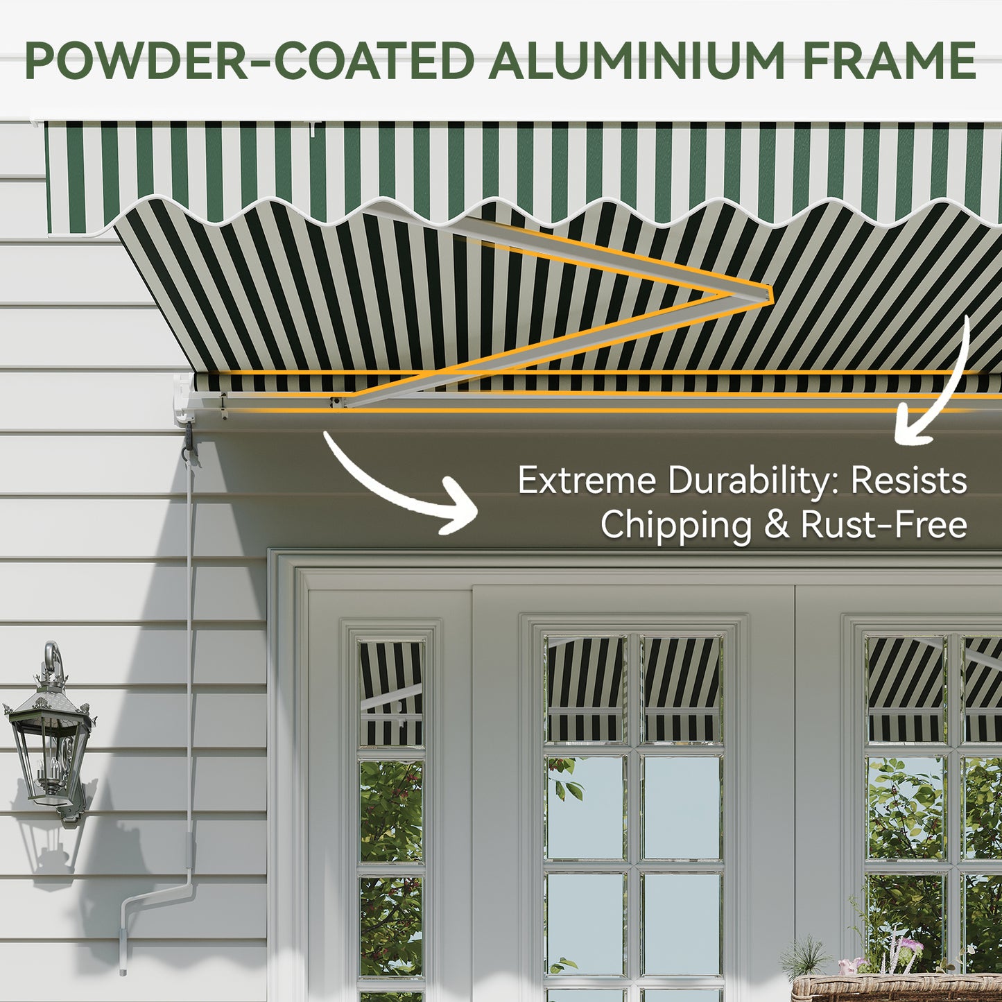 Aoxun Manual Retractable Awning 12x10 FT, Outdoor Patio Sun Shade Canopy with Crank Handle, Waterproof PA Coated Polyester Fabric for Backyard, Deck & Window, Green