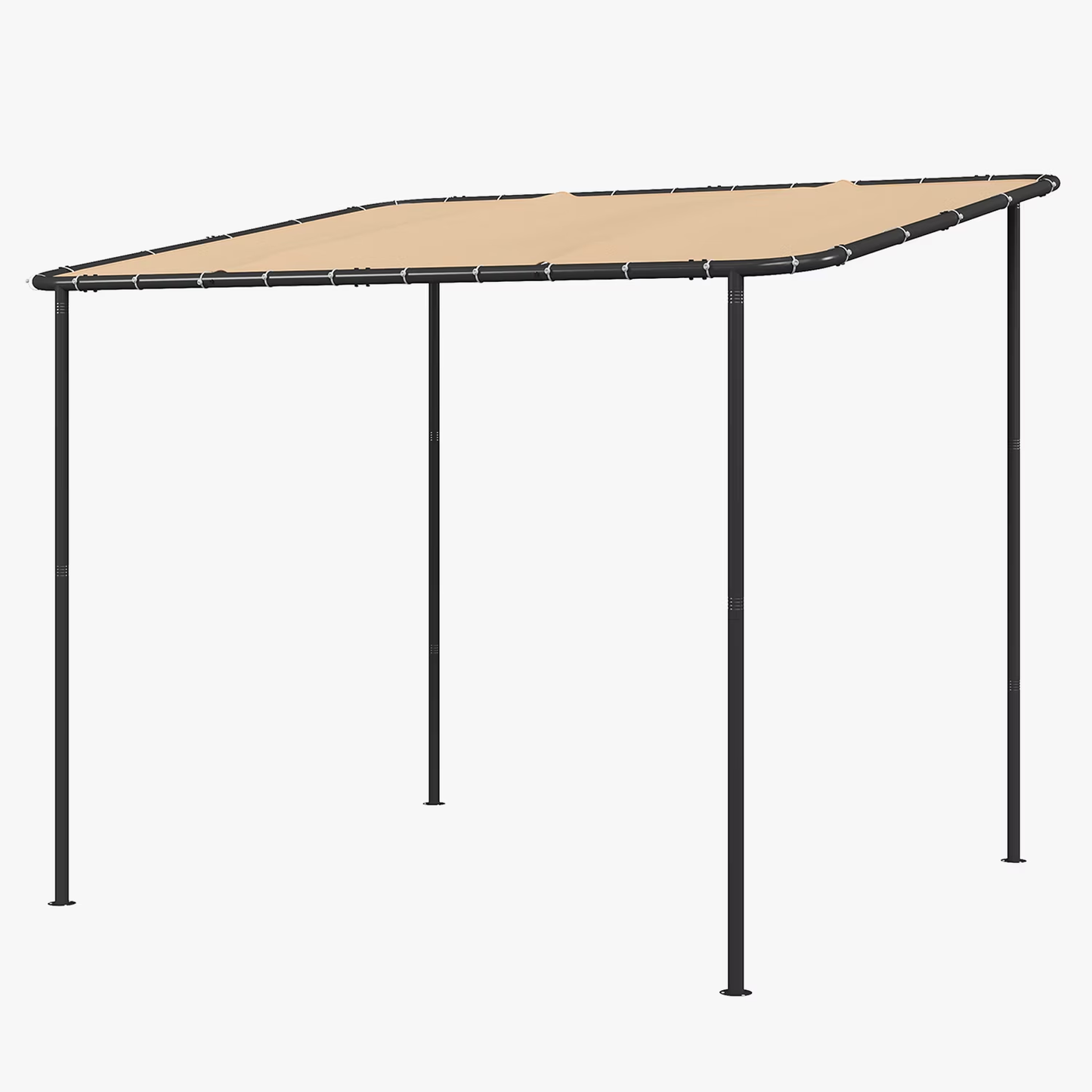 Clouddwell 8×10 FT Wall-Mounted Sloped Roof Outdoor Pergola Canopy, Water-Resistant & UV-Resistant Metal Patio Gazebo for Backyard Garden Porch in Khaki
