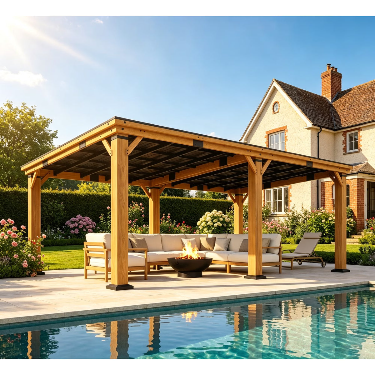 Clouddwell 12' x 20' Wood Gazebo with Metal Roof, Outdoor Patio Pavilion for Backyard, Deck, Lawn & Garden